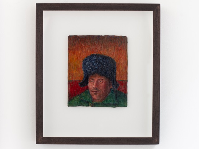 Portrait of an unknown Artist  oil on gesso primed card 29.5 x 26cm 2021 