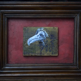 Lot 1 Tim Ridley Oil on found wooden panel Business must have certainty 42x33cm framed reserve £100