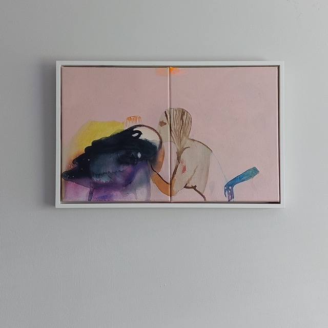 Lot 15 Tamzin Drew		'untitled, for the birds'	mixed media - ink, spray paint, household paint, acrylic	@50cm x 35cm (19.8