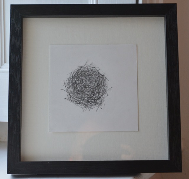 Lot45  Gillian Cooper		'Little Nest'	Graphite on paper framed	13x13cm (work only)	reserve 	£40. @gilliancooperart